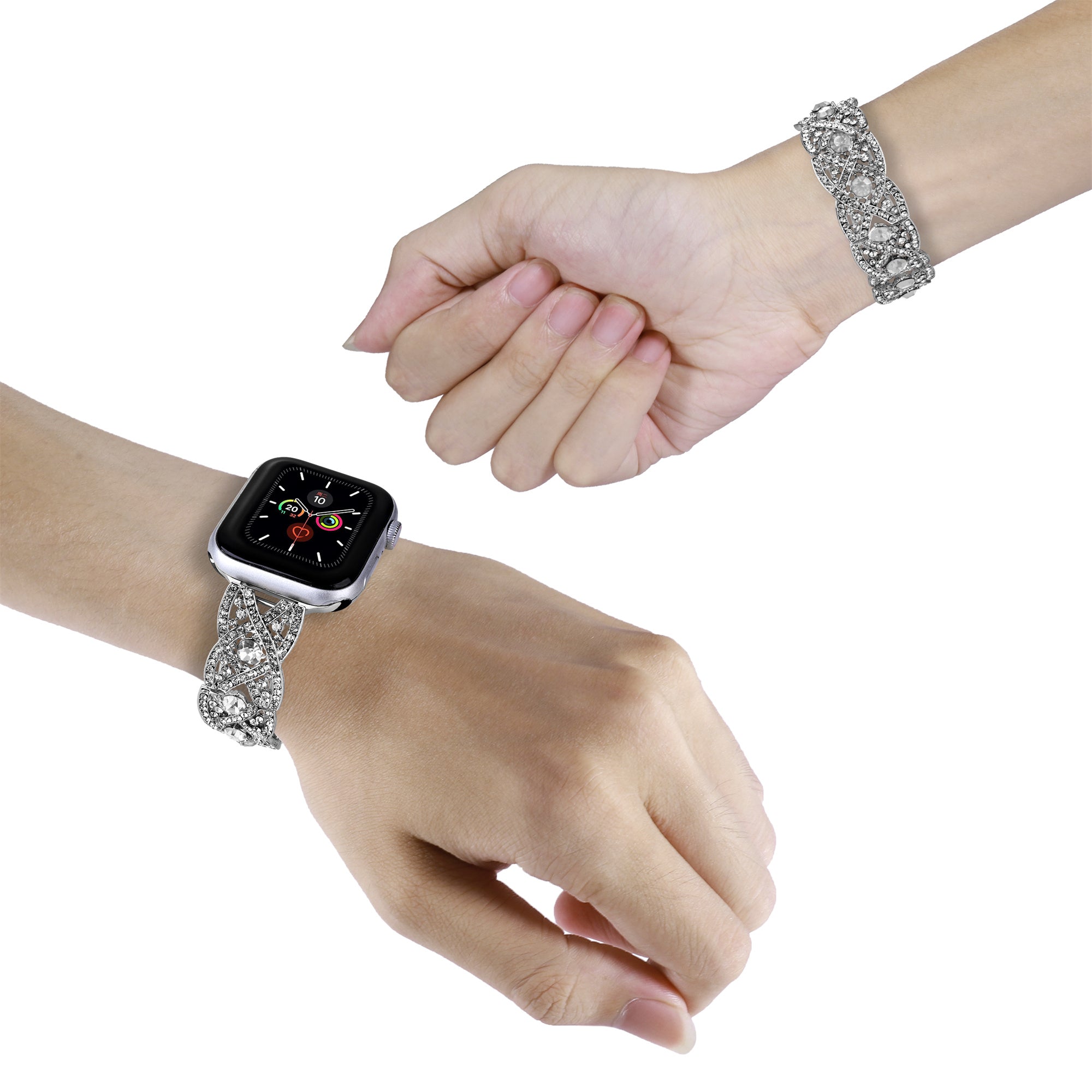 For Apple Watch 9 8 7 41mm 6 5 4 SE (2022) SE (2023) SE 40mm 3 2 1 38mm Rhinestone Decor Crossover Design Metal Watch Strap For Apple Watch 9 8 7 41mm 6 5 4 SE (2022) SE (2023) SE 40mm 3 2 1 38mm Rhinestone Decor Crossover Design Metal Watch Strap